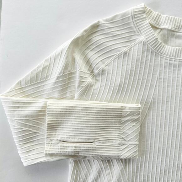 Lululemon Rest Less Pullover Aerial Current White Size 12 Long Sleeve Run Layer - Picture 3 of 6